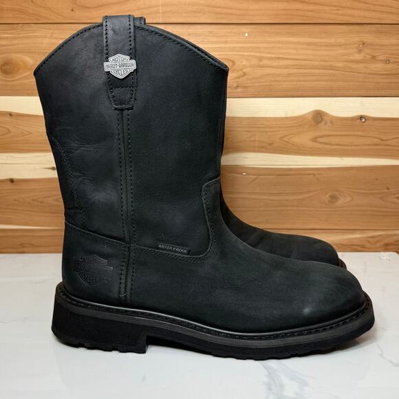 Harley Davidson Men's Altman D93563 Black Leather Waterproof Biker Boots Sz 8.5M - Picture 5 of 15
